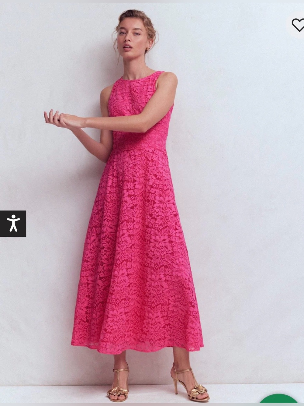 NWT Boden Silvia Boned Bodice Maxi Dress Pink Punch Lace Size 6 Floral Lace